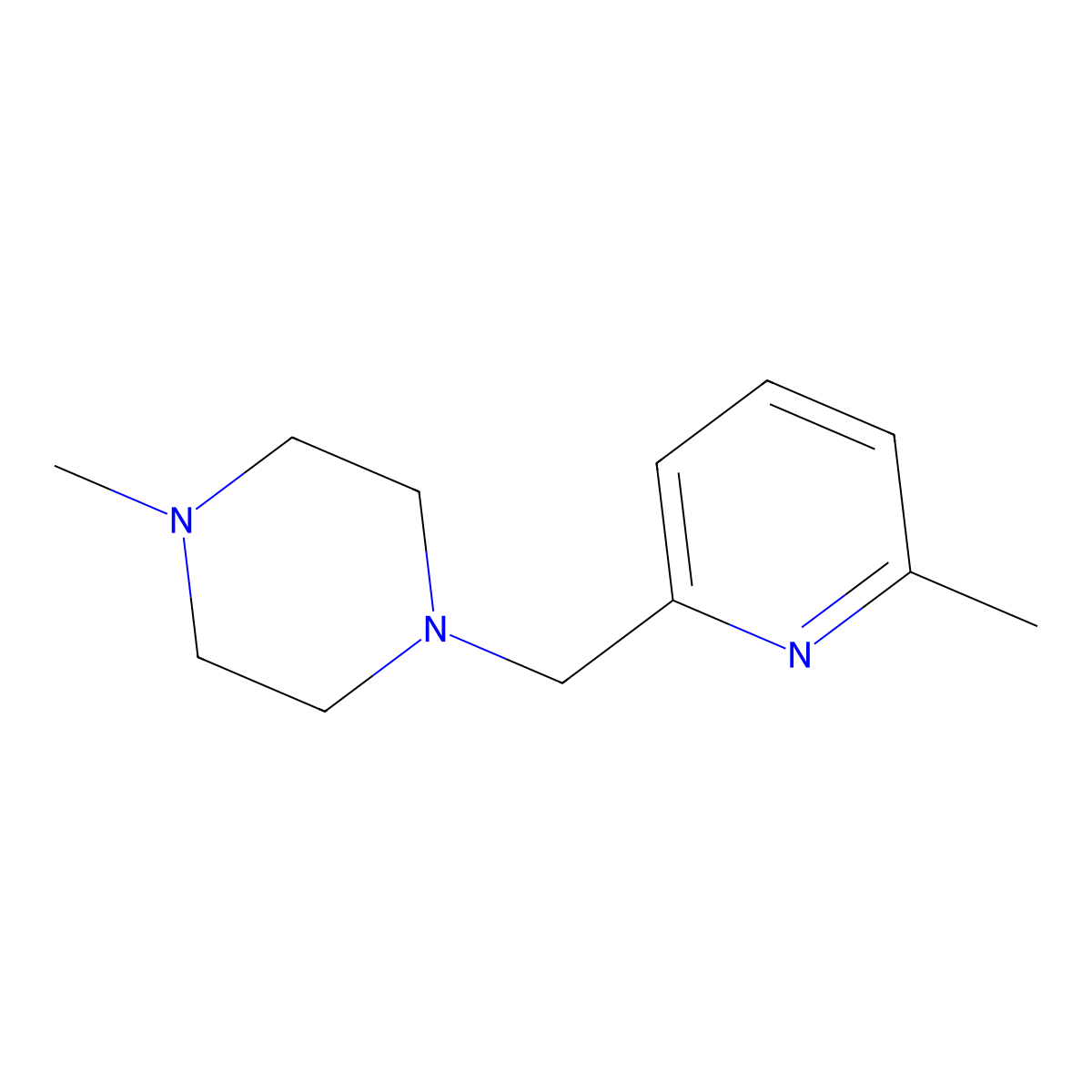 1-Methyl-4-[(6-methyl-2-pyridinyl)methyl]piperazine molecular structure, CAS 1876274-37-1
