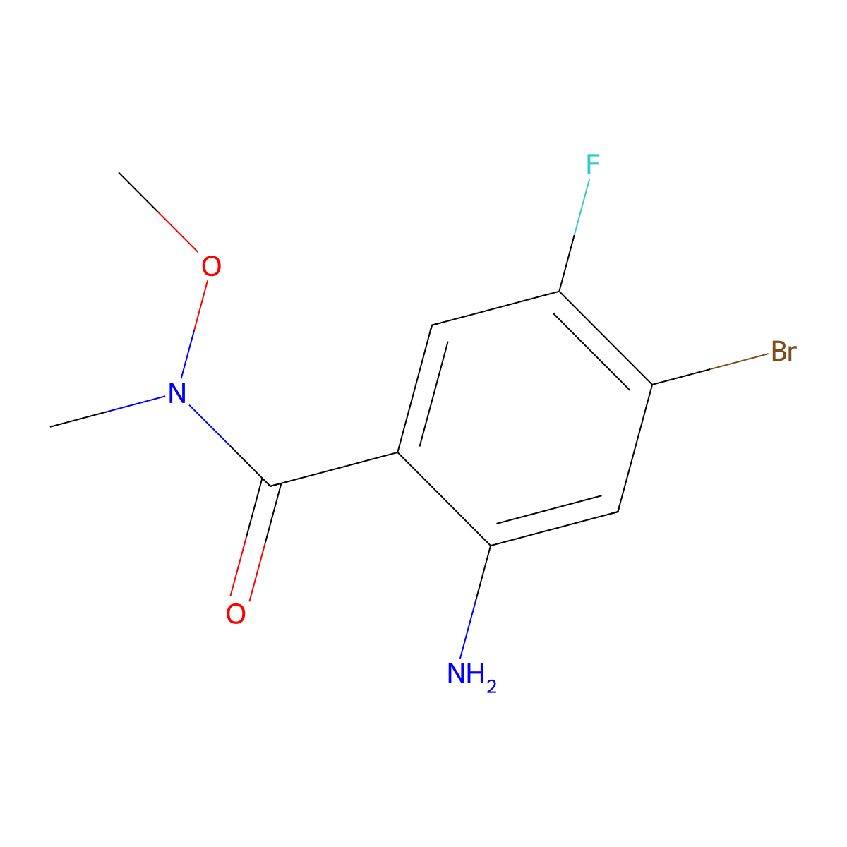 2-Amino-4-bromo-5-fluoro-n-methoxy-n-methyl-benzamide molecular structure, CAS 1876283-04-3