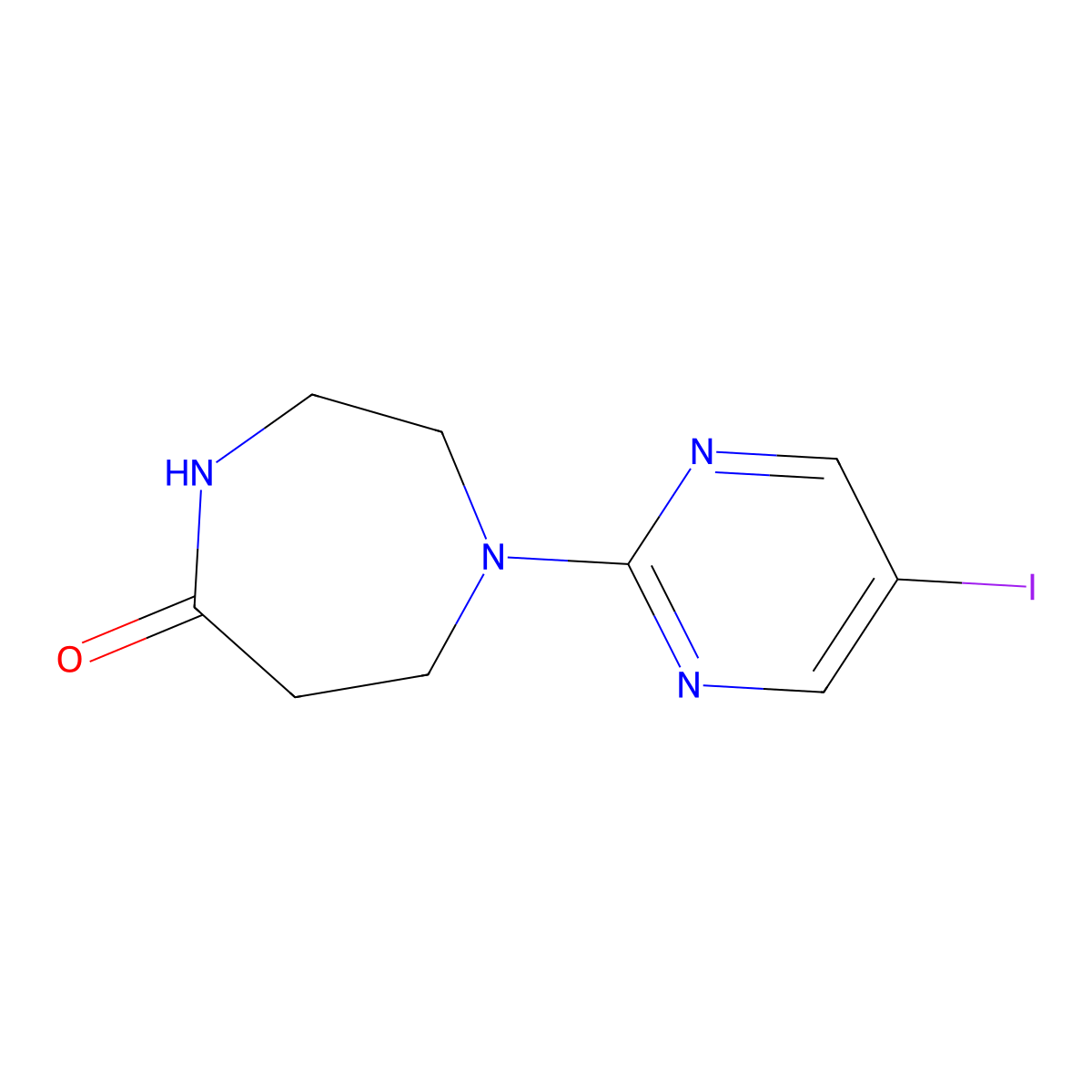 1-(5-Iodopyrimidin-2-yl)-1,4-diazepan-5-one molecular structure, CAS 1876289-75-6