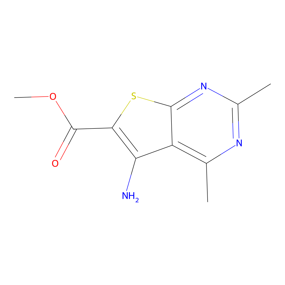 Methyl 5-amino-2,4-dimethylthieno[2,3-d]pyrimidine-6-carboxylate molecular structure, CAS 1876305-75-7