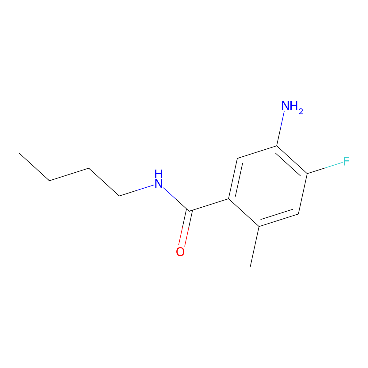 5-Amino-N-butyl-4-fluoro-2-methyl-benzamide molecular structure, CAS 1876318-98-7