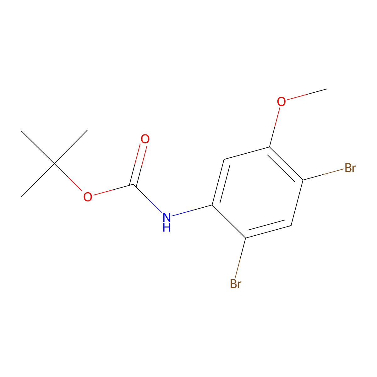 tert-butyl N-(2,4-dibromo-5-methoxyphenyl)carbamate molecular structure, CAS 1876328-62-9
