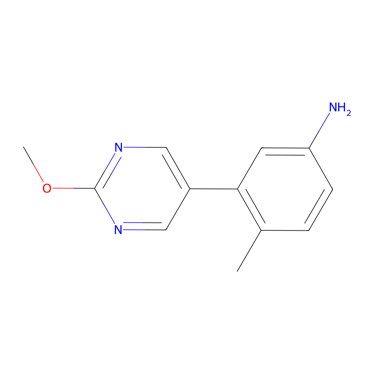 3-(2-Methoxypyrimidin-5-yl)-4-methylaniline molecular structure, CAS 1876357-47-9