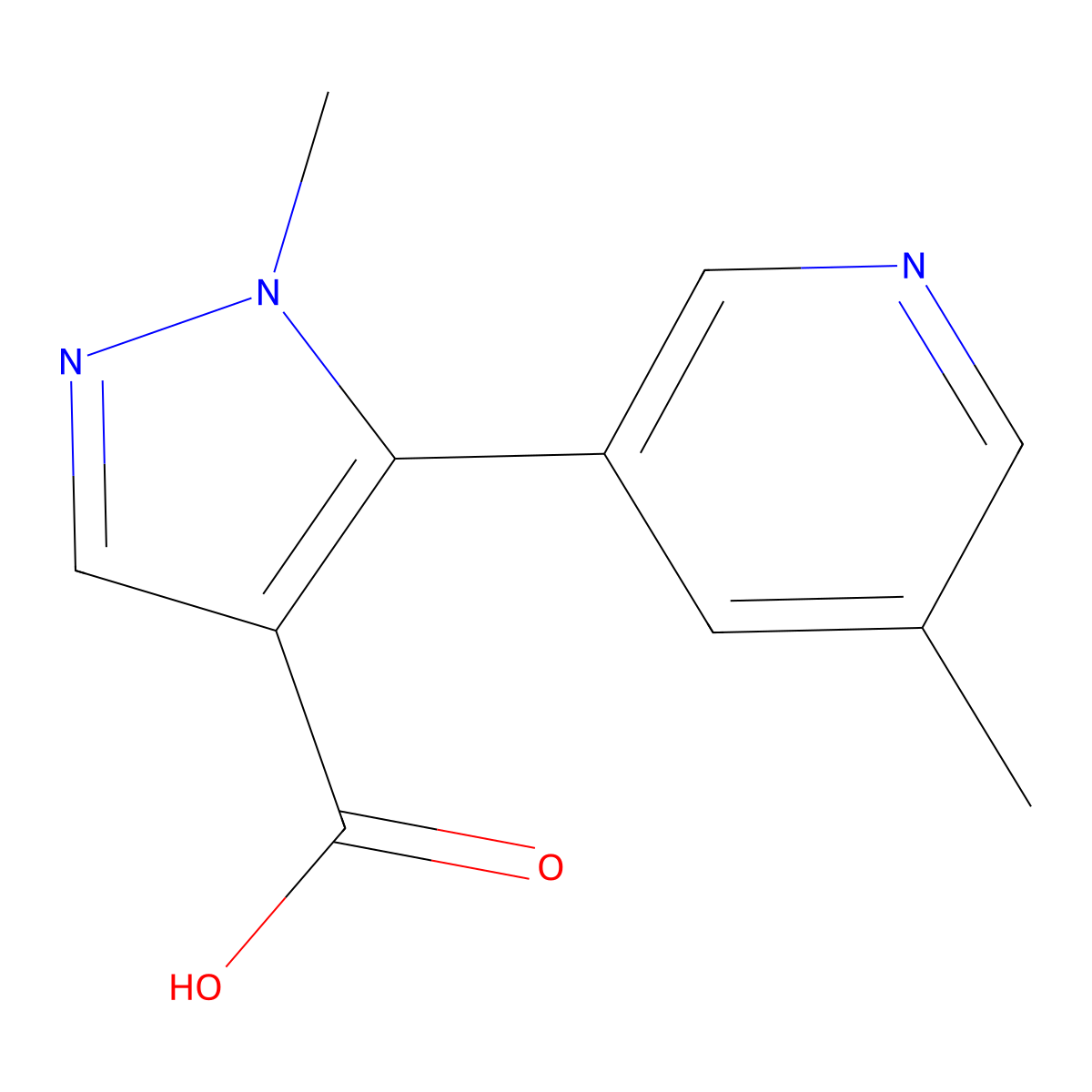 1-methyl-5-(5-methylpyridin-3-yl)-1H-pyrazole-4-carboxylic acid molecular structure, CAS 1876393-22-4