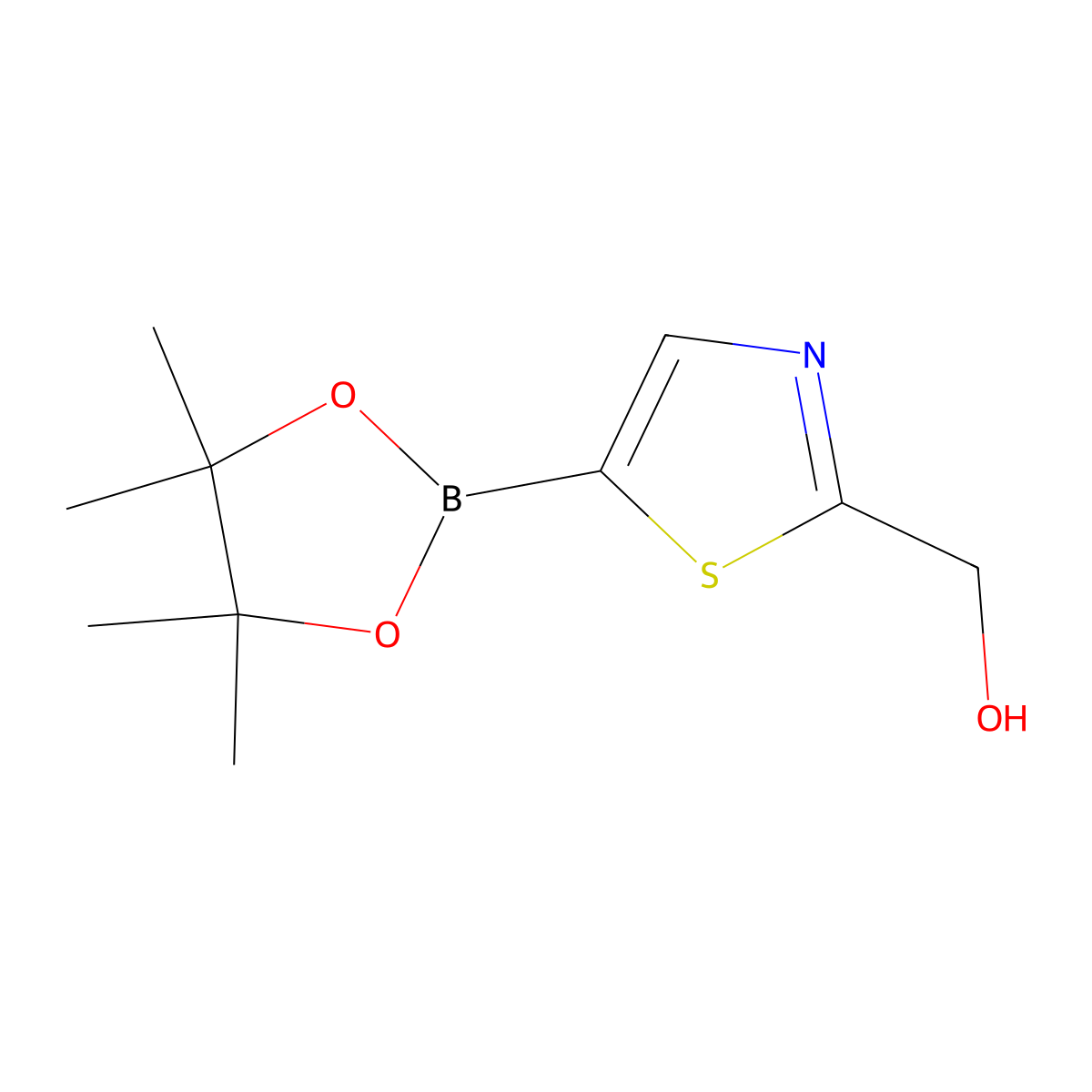 (5-(4,4,5,5-Tetramethyl-1,3,2-dioxaborolan-2-yl)thiazol-2-yl)methanol molecular structure, CAS 1876408-21-7