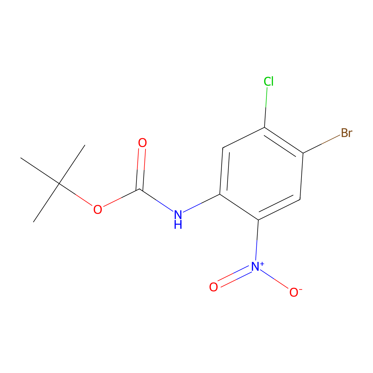 tert-butyl N-(4-bromo-5-chloro-2-nitrophenyl)carbamate molecular structure, CAS 1876414-50-4