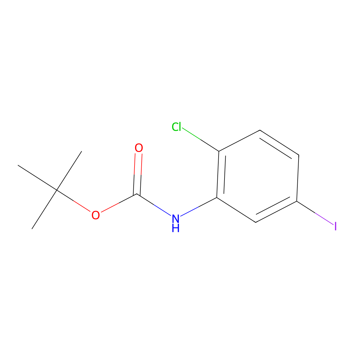 tert-butyl N-(2-chloro-5-iodophenyl)carbamate molecular structure, CAS 1876444-81-3