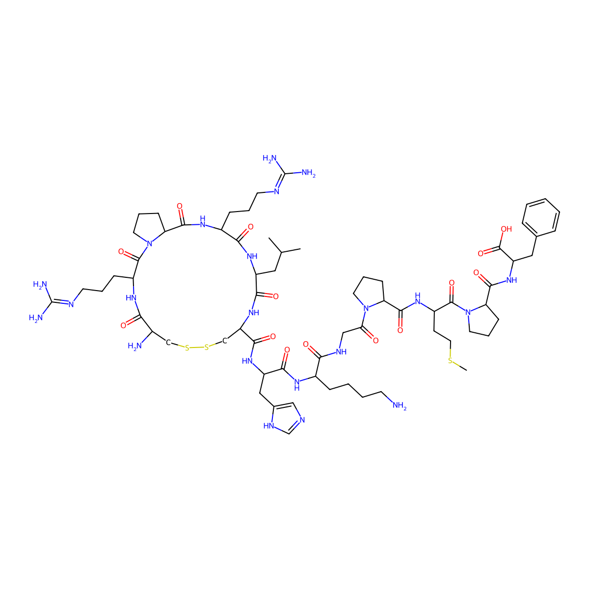 H-Cys(1)-Arg-Pro-Arg-Leu-Cys(1)-His-Lys-Gly-Pro-Met-Pro-Phe-OH molecular structure, CAS 1876450-21-3
