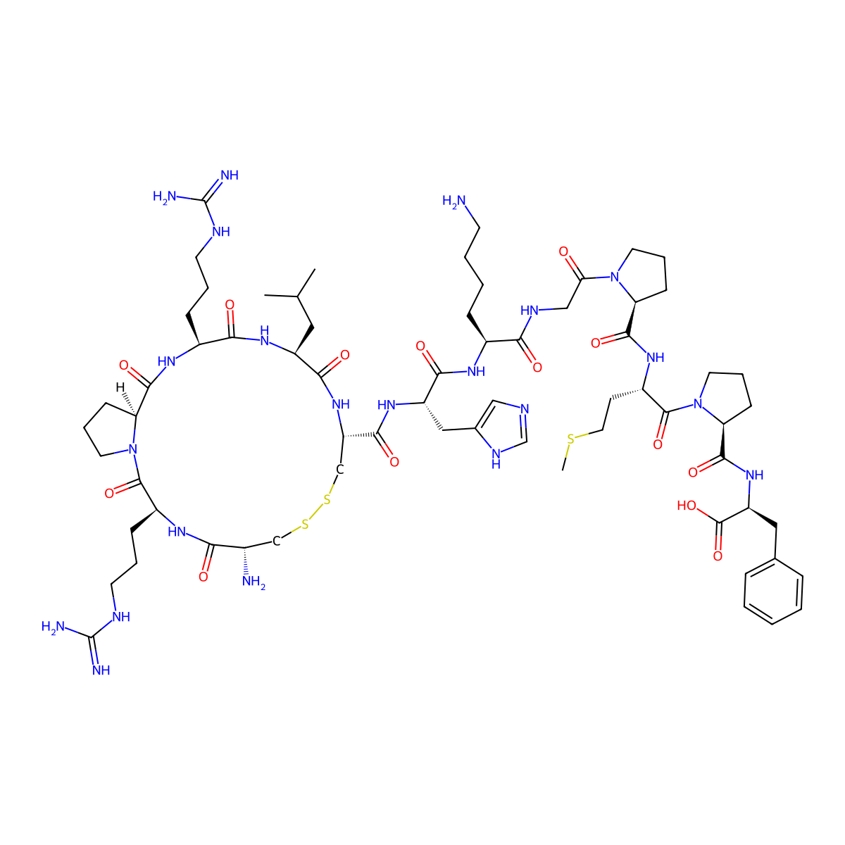H-Cys(1)-Arg-Pro-Arg-Leu-Cys(1)-His-Lys-Gly-Pro-Met-Pro-Phe-OH molecular structure, CAS 1876450-21-3