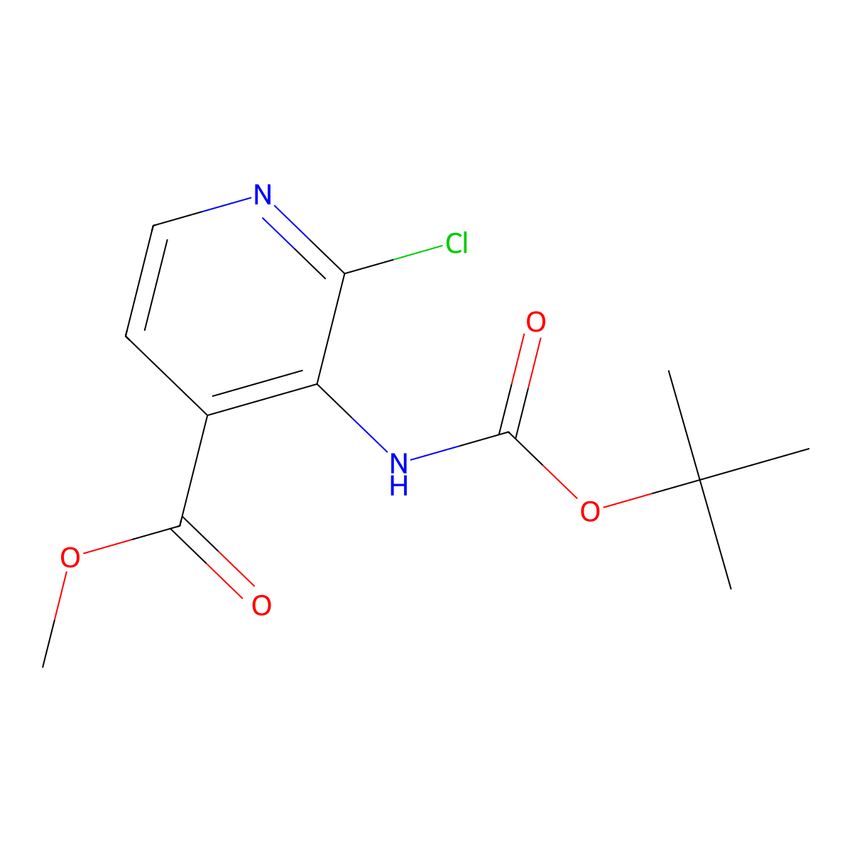 Methyl 3-{[(tert-butoxy)carbonyl]amino}-2-chloropyridine-4-carboxylate molecular structure, CAS 1876472-04-6