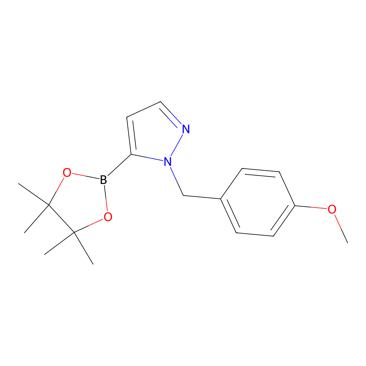 1-[(4-Methoxyphenyl)methyl]-5-(4,4,5,5-tetramethyl-1,3,2-dioxaborolan-2-yl)pyrazole molecular structure, CAS 1876473-36-7