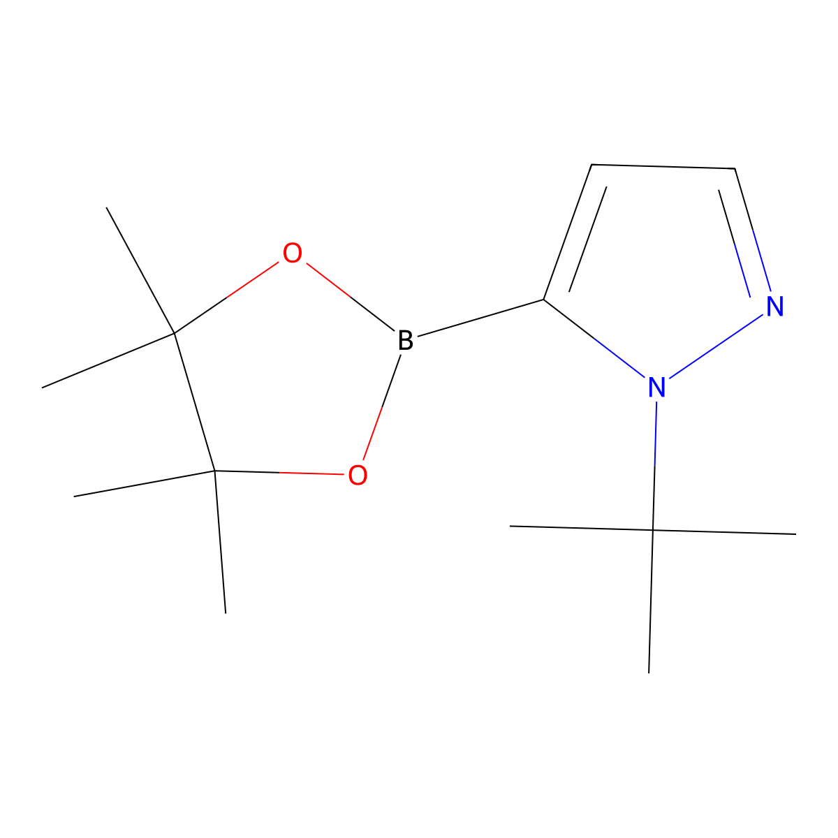 1-tert-butyl-5-(tetramethyl-1,3,2-dioxaborolan-2-yl)-1H-pyrazole molecular structure, CAS 1876473-38-9
