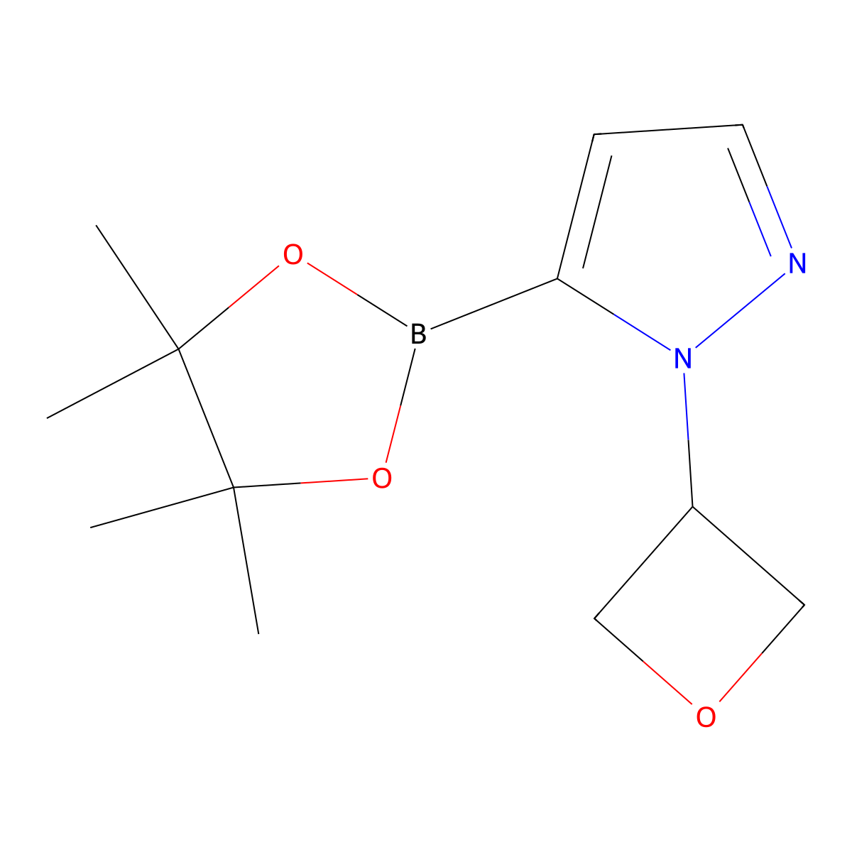 (1-(Oxetan-3-yl)-1H-pyrazol-5-yl)boronic acid pinacol ester molecular structure, CAS 1876473-44-7