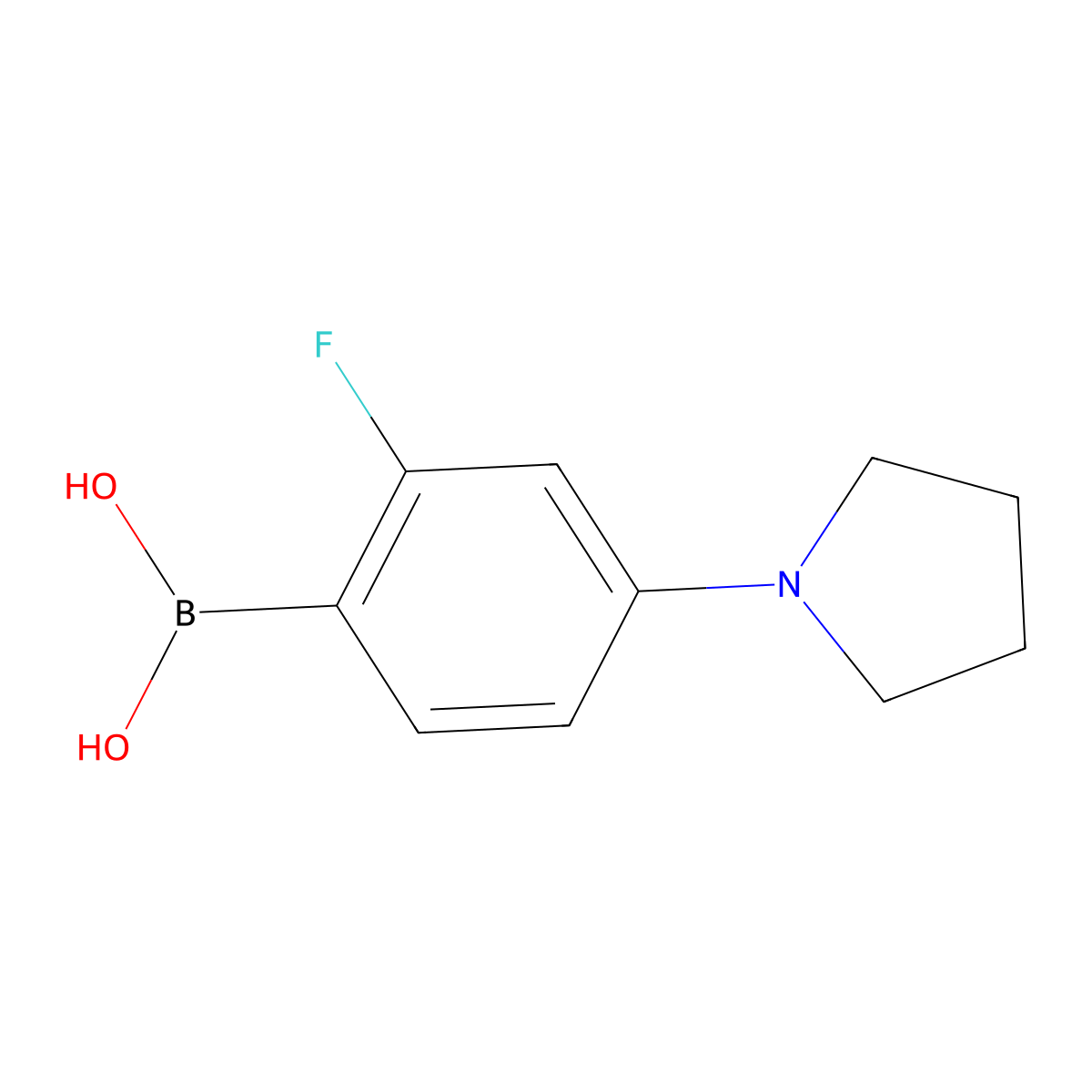 Boronic acid, B-[2-fluoro-4-(1-pyrrolidinyl)phenyl]- molecular structure, CAS 1876473-45-8