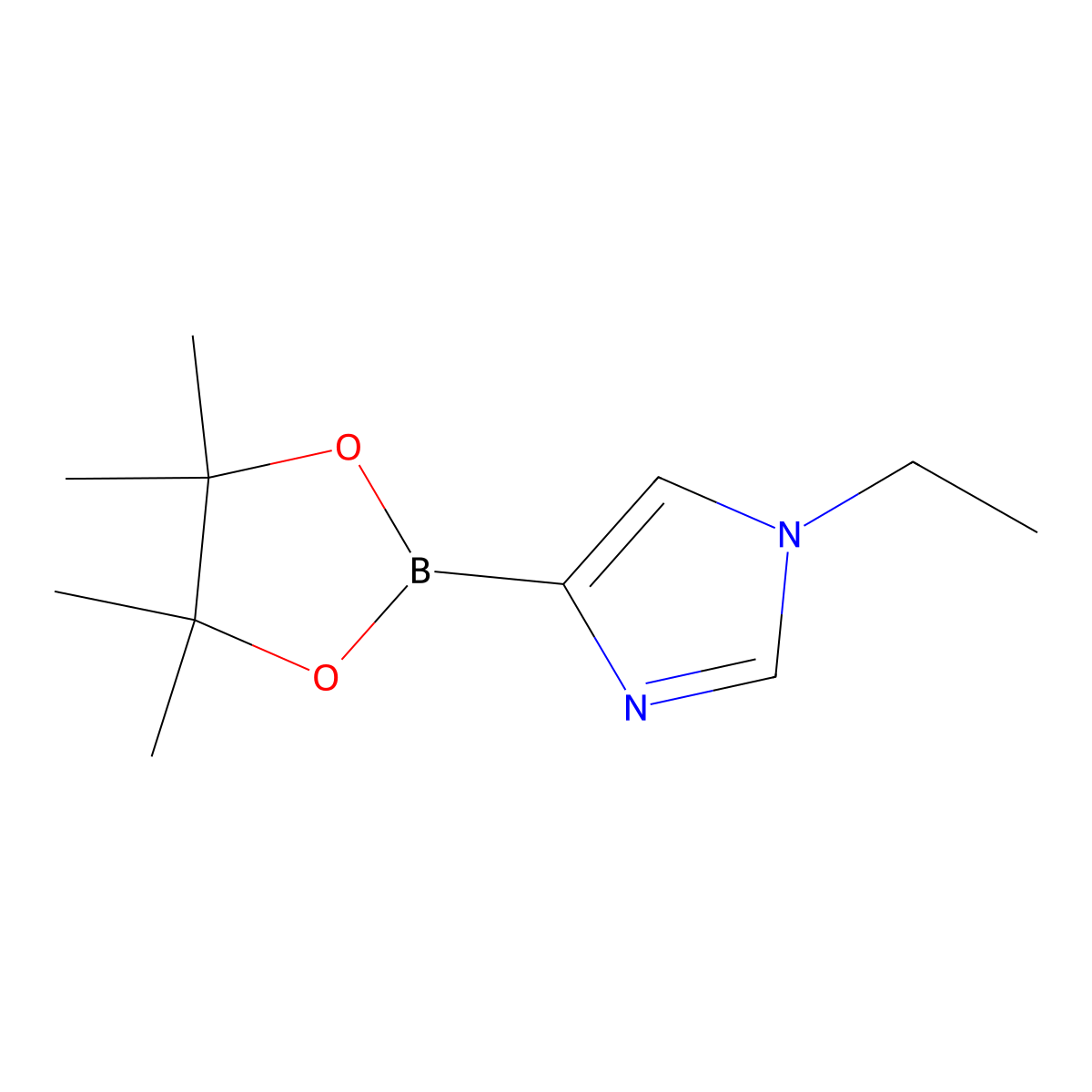 1-ethyl-4-(tetramethyl-1,3,2-dioxaborolan-2-yl)-1H-imidazole molecular structure, CAS 1876473-46-9