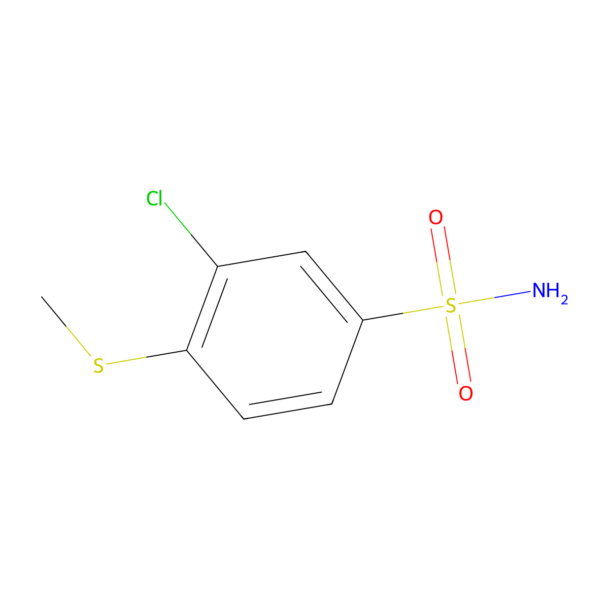 3-Chloro-4-(methylsulfanyl)benzene-1-sulfonamide molecular structure, CAS 1876483-73-6