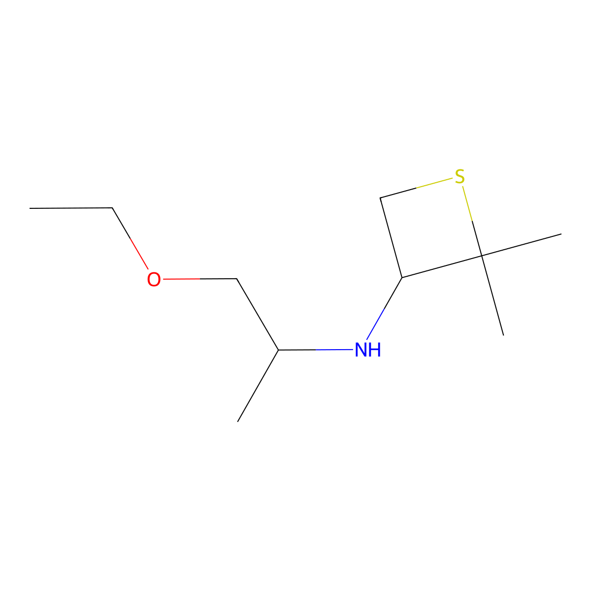 N-(1-Ethoxypropan-2-yl)-2,2-dimethylthietan-3-amine molecular structure, CAS 1876488-46-8