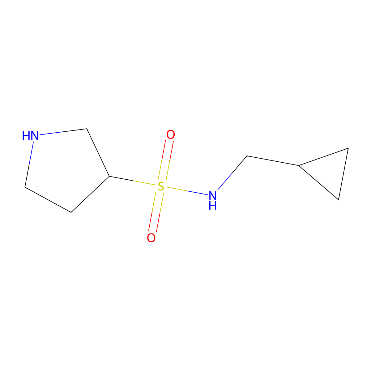 N-(cyclopropylmethyl)pyrrolidine-3-sulfonamide molecular structure, CAS 1876540-99-6