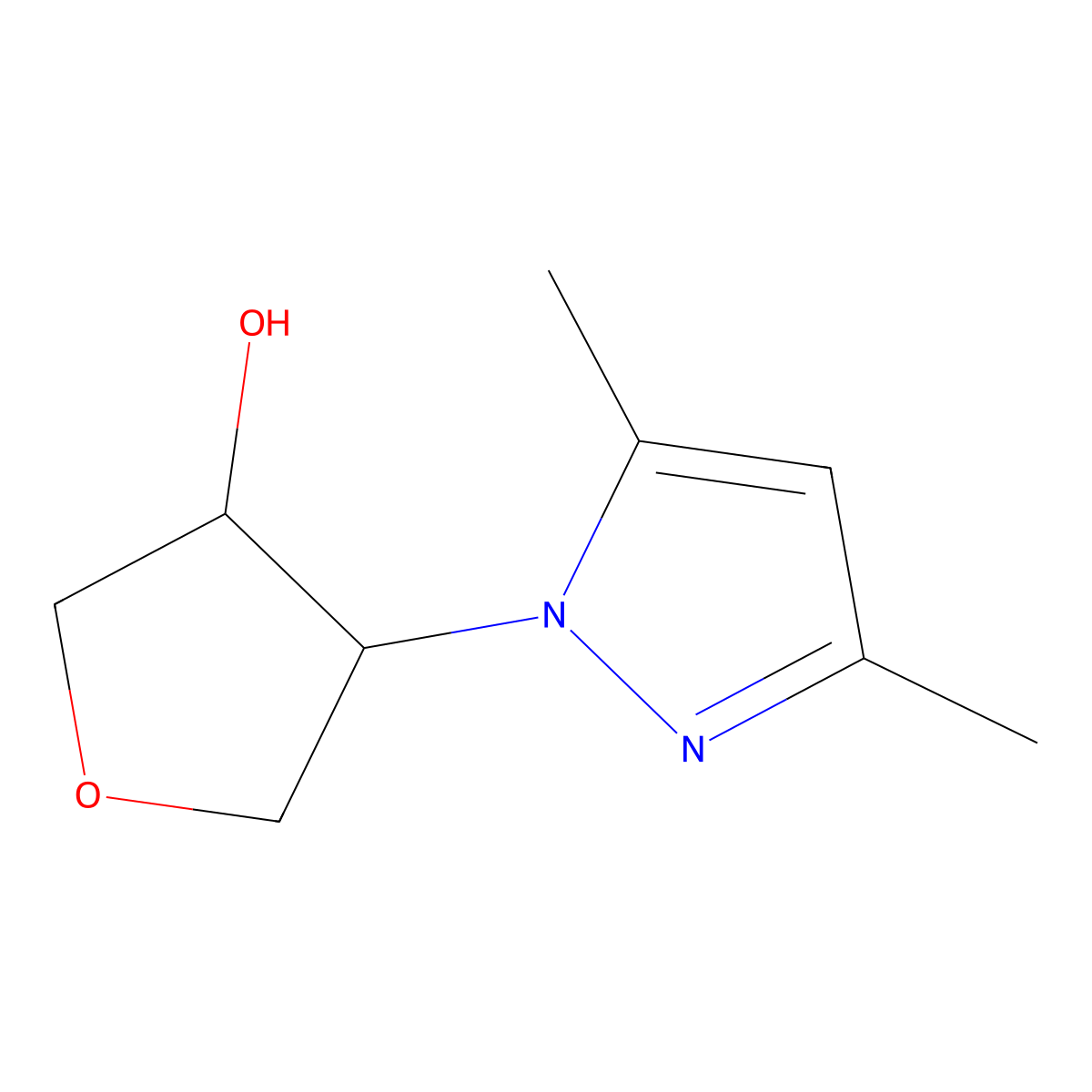 4-(3,5-dimethyl-1H-pyrazol-1-yl)oxolan-3-ol molecular structure, CAS 1876541-66-0