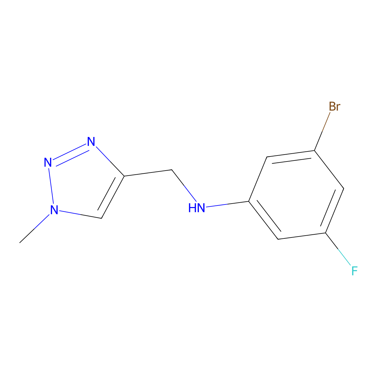 3-bromo-5-fluoro-N-[(1-methyltriazol-4-yl)methyl]aniline molecular structure, CAS 1876580-54-9