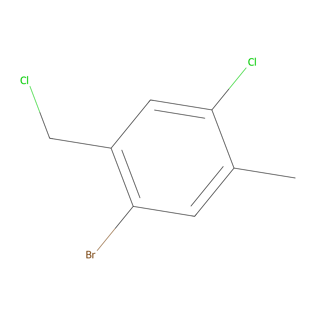 1-Bromo-4-chloro-2-(chloromethyl)-5-methylbenzene molecular structure, CAS 1876585-56-6