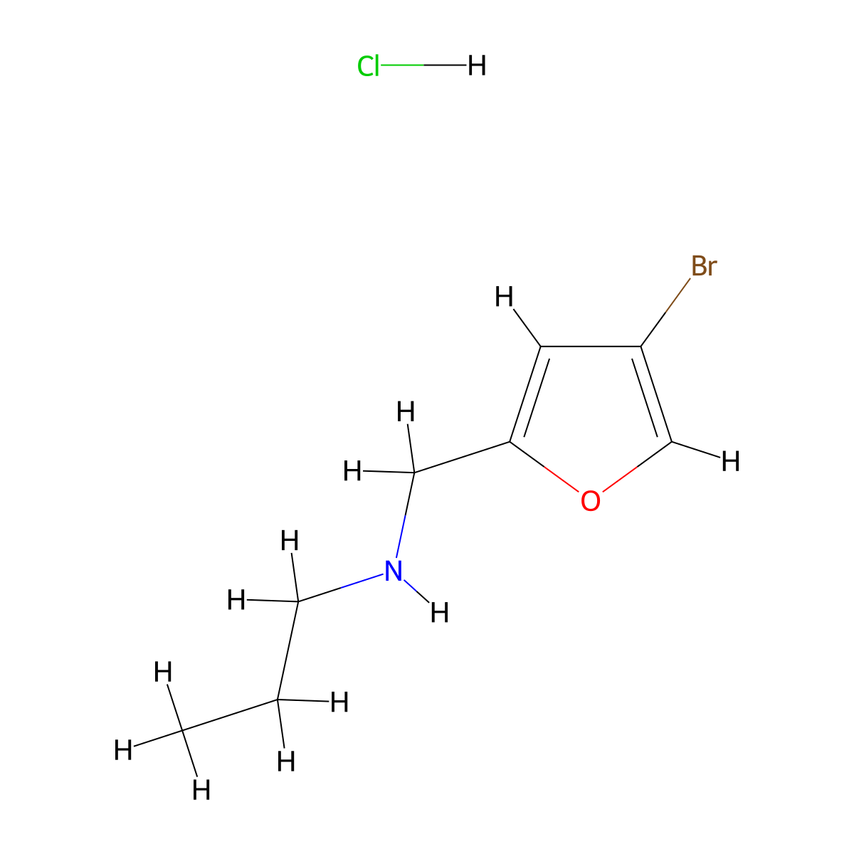 N-[(4-bromofuran-2-yl)methyl]propan-1-amine;hydrochloride molecular structure, CAS 1876605-52-5