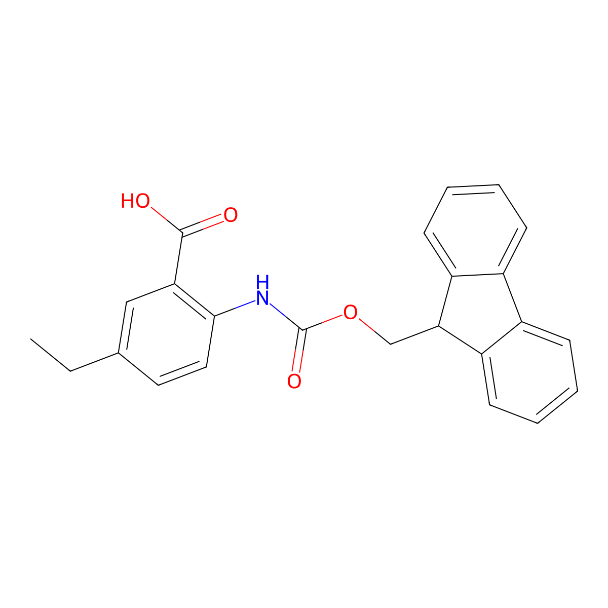 5-ethyl-2-({[(9H-fluoren-9-yl)methoxy]carbonyl}amino)benzoic acid molecular structure, CAS 1876626-87-7