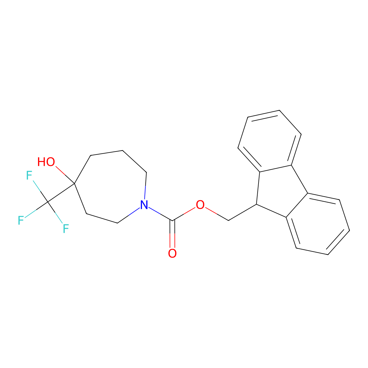 (9H-fluoren-9-yl)methyl 4-hydroxy-4-(trifluoromethyl)azepane-1-carboxylate molecular structure, CAS 1876629-63-8