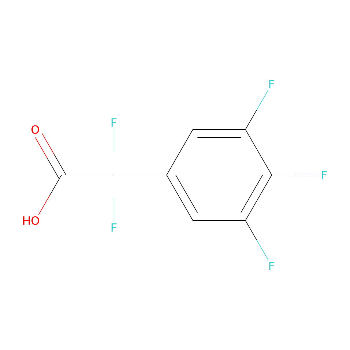 2,2-Difluoro-2-(3,4,5-trifluorophenyl)acetic acid molecular structure, CAS 1876640-60-6