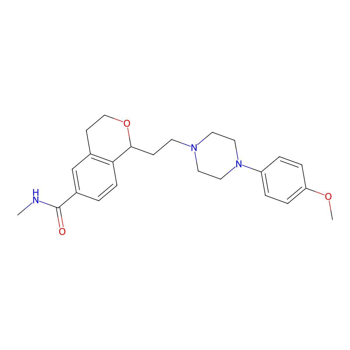 (S)-3,4-Dihydro-1-[2-[4-(4-methoxyphenyl)-1-piperazinyl]ethyl]-N-methyl-1H-2-benzopyran-6-carboxamide molecular structure, CAS 187665-60-7