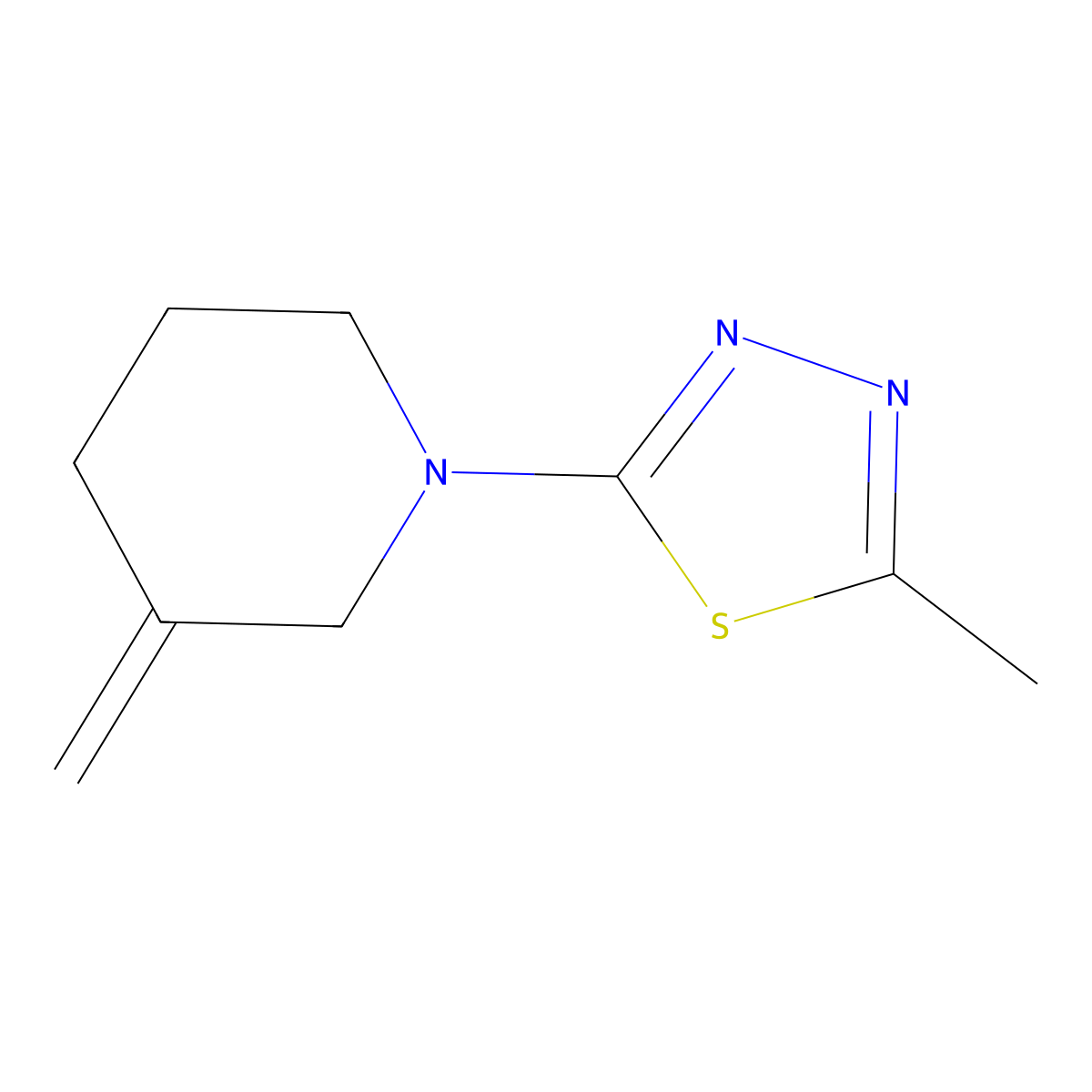 1-(5-Methyl-1,3,4-thiadiazol-2-yl)-3-methylidenepiperidine molecular structure, CAS 1876666-79-3