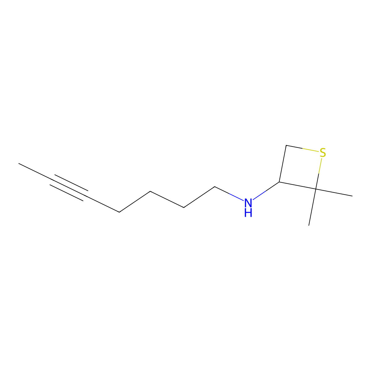 N-(Hept-5-yn-1-yl)-2,2-dimethylthietan-3-amine molecular structure, CAS 1876672-78-4