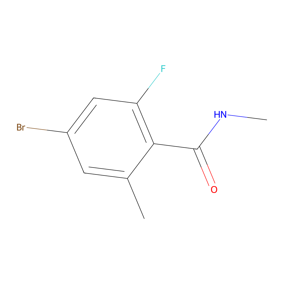 4-Bromo-2-fluoro-N,6-dimethylbenzamide molecular structure, CAS 1876690-53-7