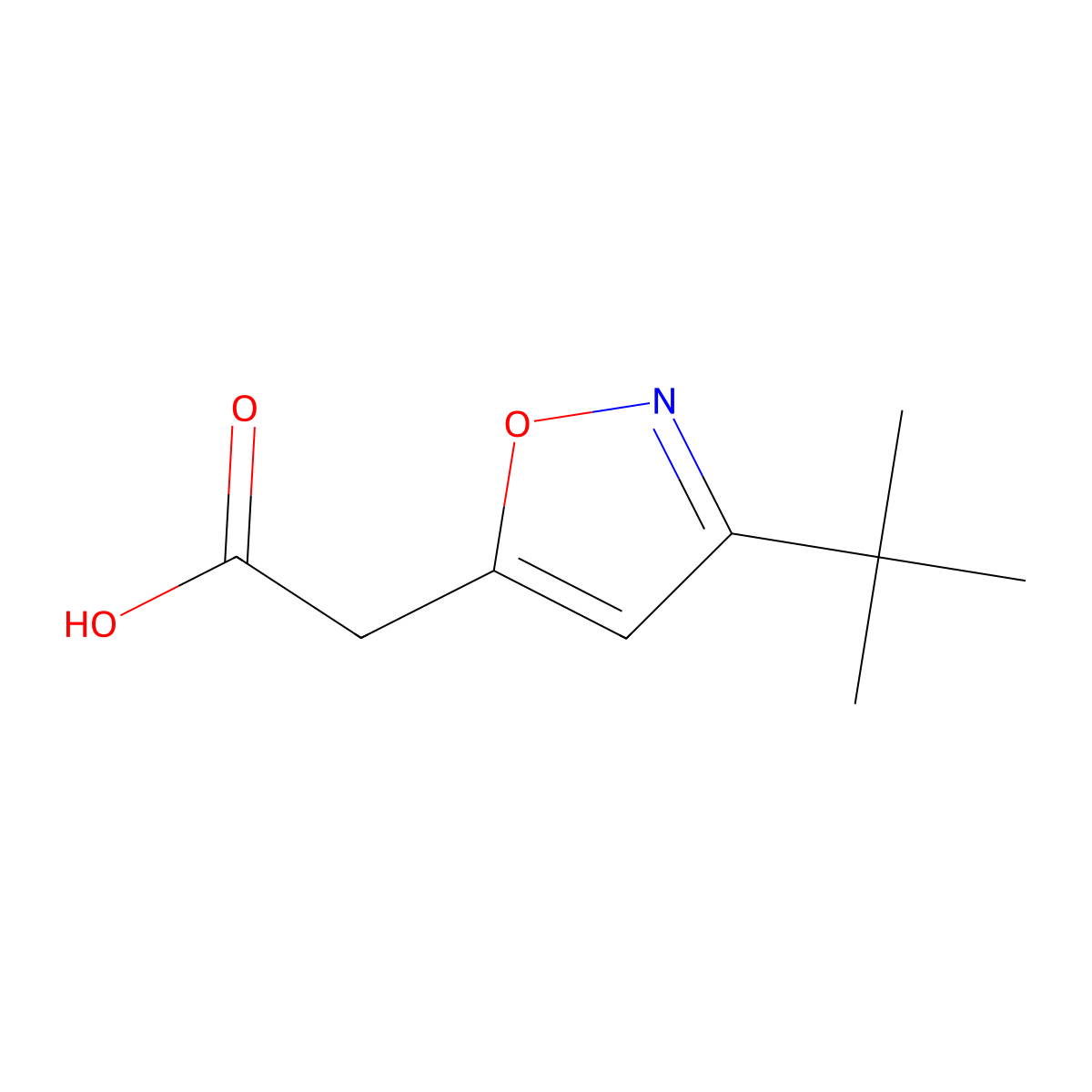 2-(3-Tert-butyl-1,2-oxazol-5-yl)acetic acid molecular structure, CAS 187672-71-5
