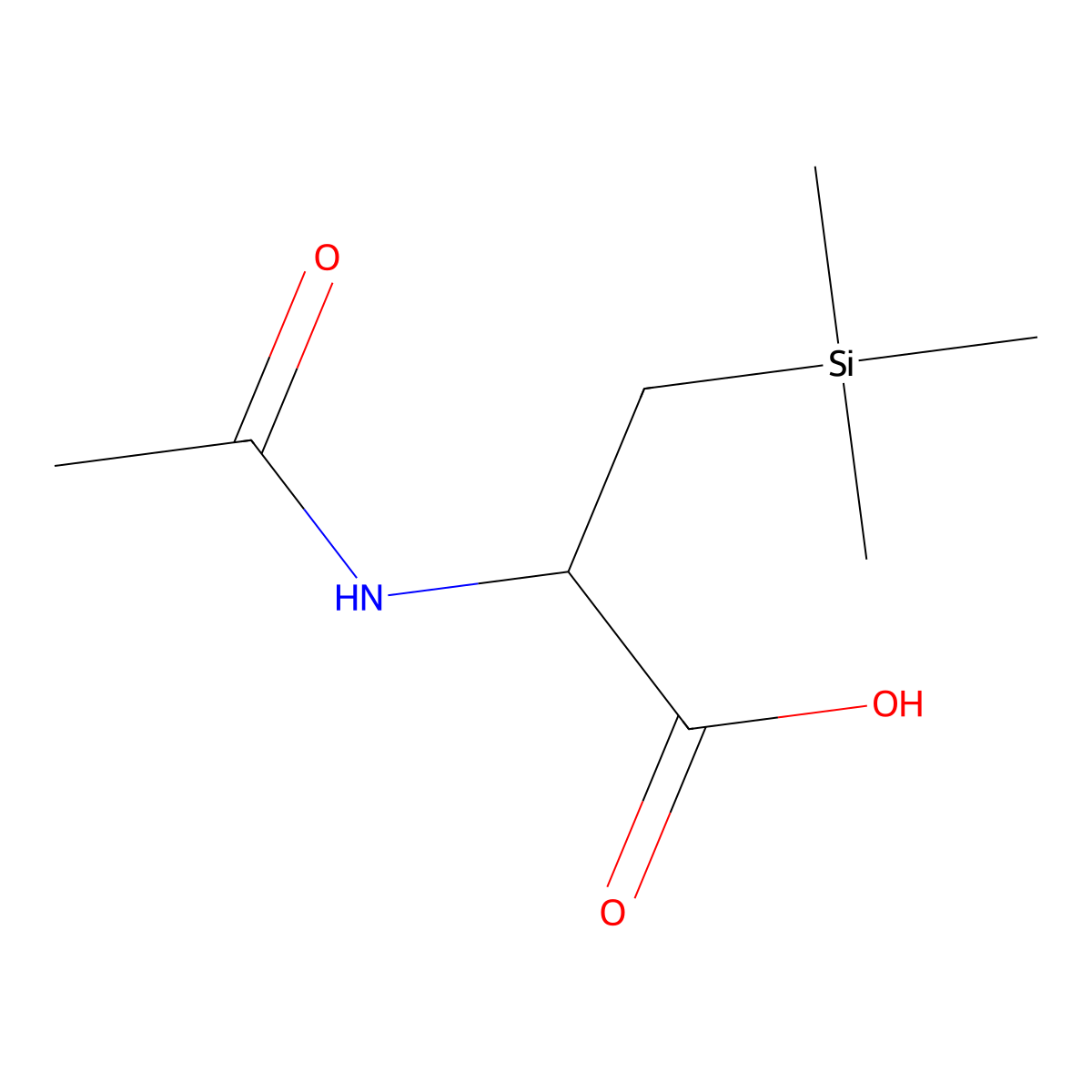 2-Acetamido-3-(trimethylsilyl)propanoic acid molecular structure, CAS 187675-51-0