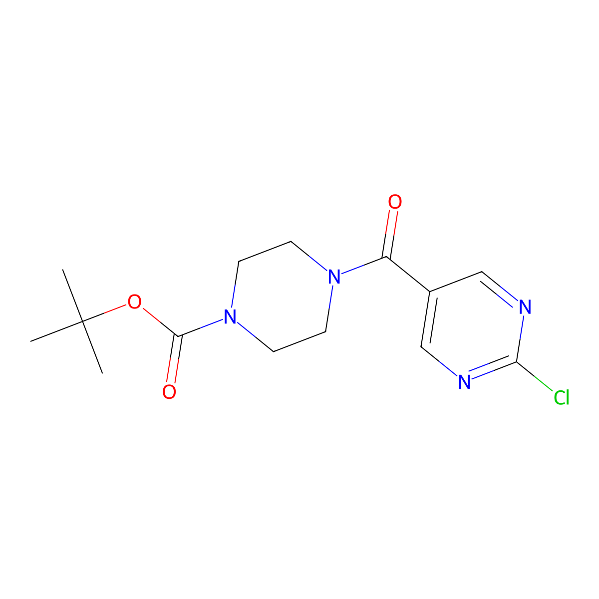 Tert-butyl 4-(2-chloropyrimidine-5-carbonyl)piperazine-1-carboxylate molecular structure, CAS 1876767-97-3
