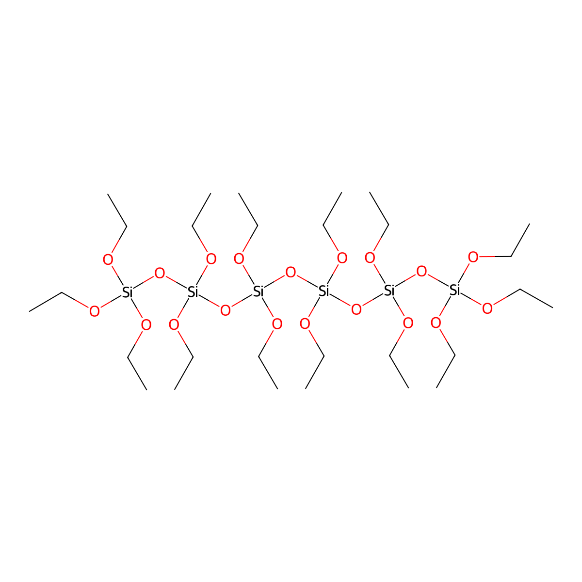 Hexasiloxane, 1,1,1,3,3,5,5,7,7,9,9,11,11,11-tetradecaethoxy- molecular structure, CAS 18768-59-7