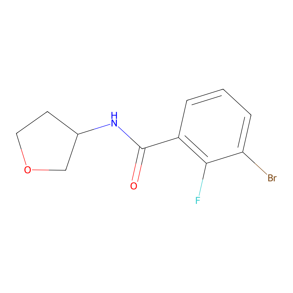 3-Bromo-2-fluoro-N-(tetrahydrofuran-3-yl)benzamide molecular structure, CAS 1876826-87-7