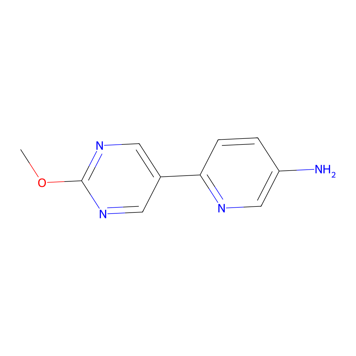 6-(2-Methoxy-5-pyrimidinyl)-3-pyridinamine molecular structure, CAS 1876846-32-0