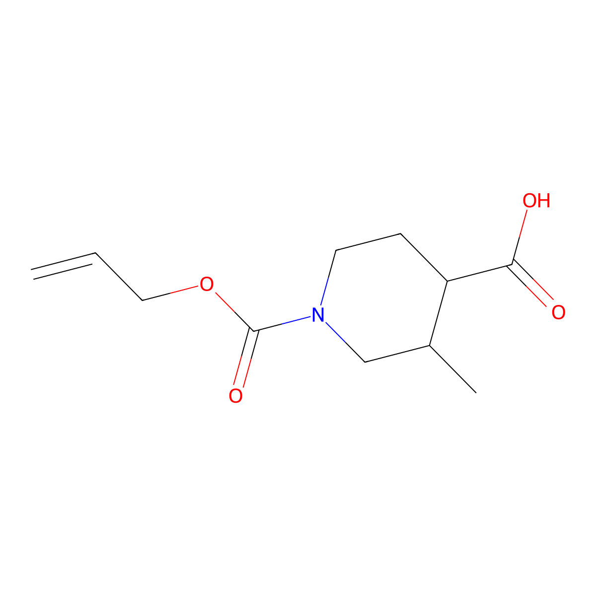 3-Methyl-1-[(prop-2-en-1-yloxy)carbonyl]piperidine-4-carboxylic acid molecular structure, CAS 1876862-45-1