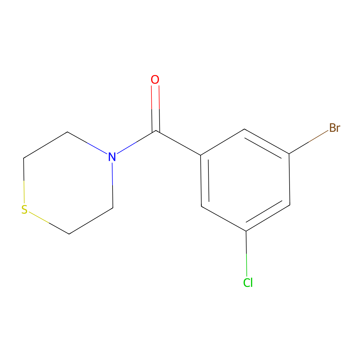 (3-Bromo-5-chlorophenyl)(thiomorpholino)methanone molecular structure, CAS 1876873-65-2