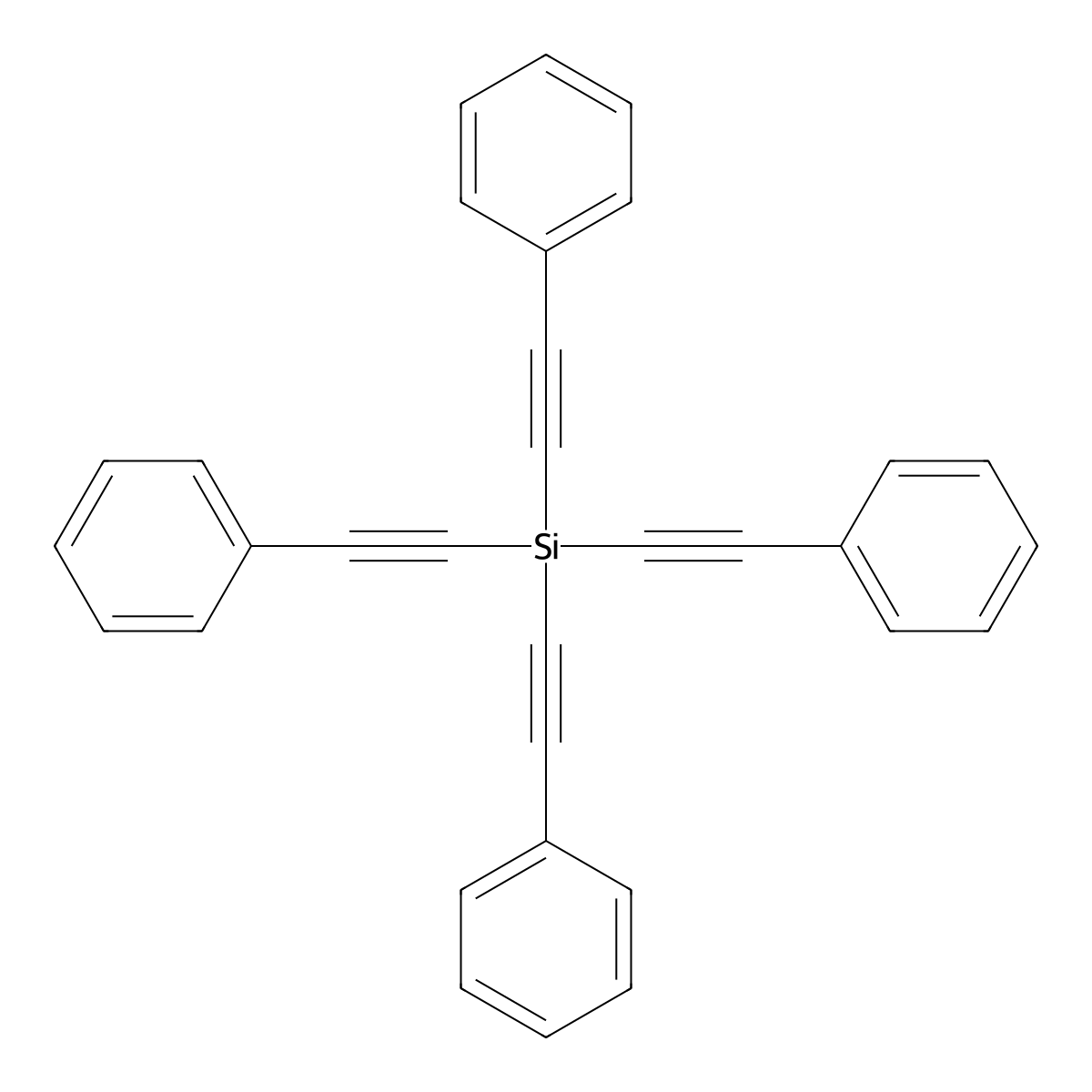 Tetrakis(phenylethynyl)silane molecular structure, CAS 18769-86-3