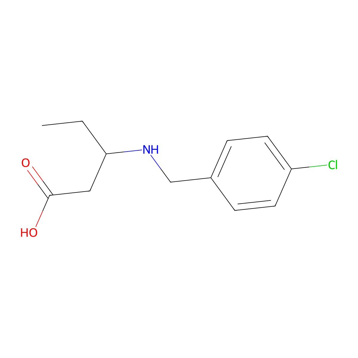 3-{[(4-Chlorophenyl)methyl]amino}pentanoic acid molecular structure, CAS 1876910-25-6
