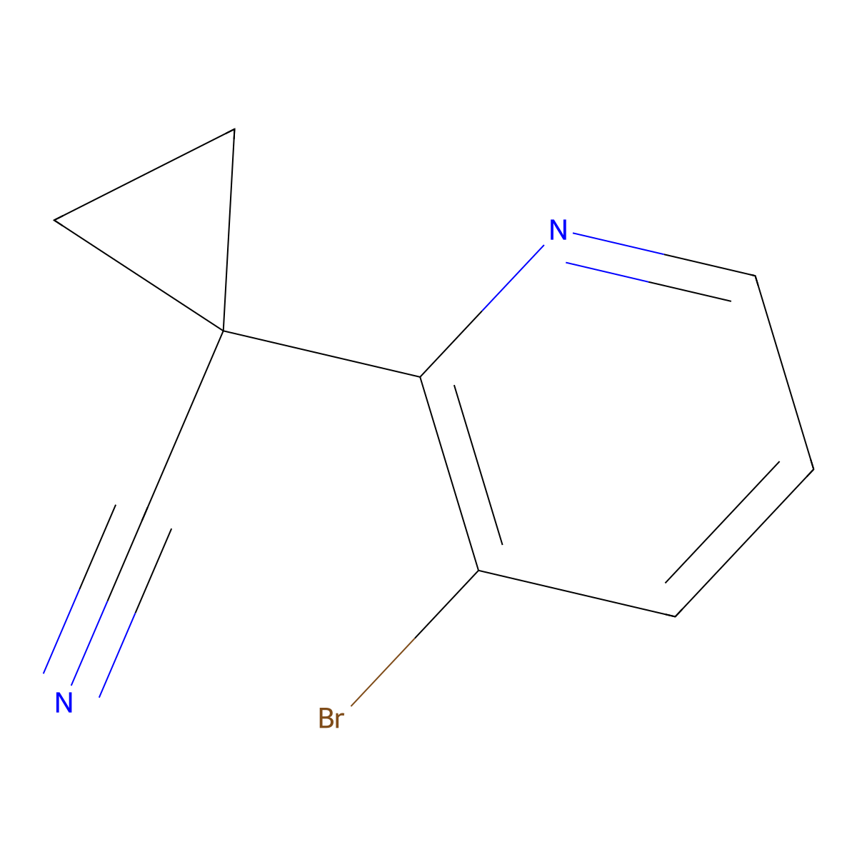 1-(3-Bromopyridin-2-yl)cyclopropanecarbonitrile molecular structure, CAS 1876944-81-8