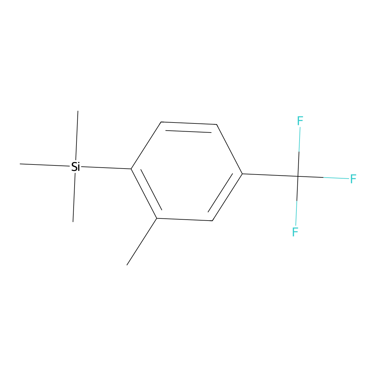 Trimethyl(2-methyl-4-(trifluoromethyl)phenyl)silane molecular structure, CAS 1876969-89-9