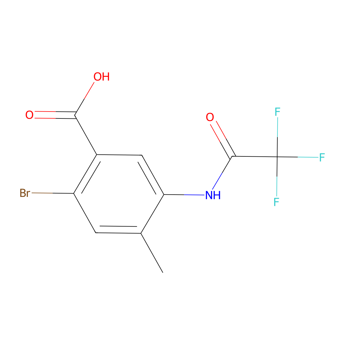 2-Bromo-4-methyl-5-(trifluoroacetamido)benzoic acid molecular structure, CAS 1876974-83-2