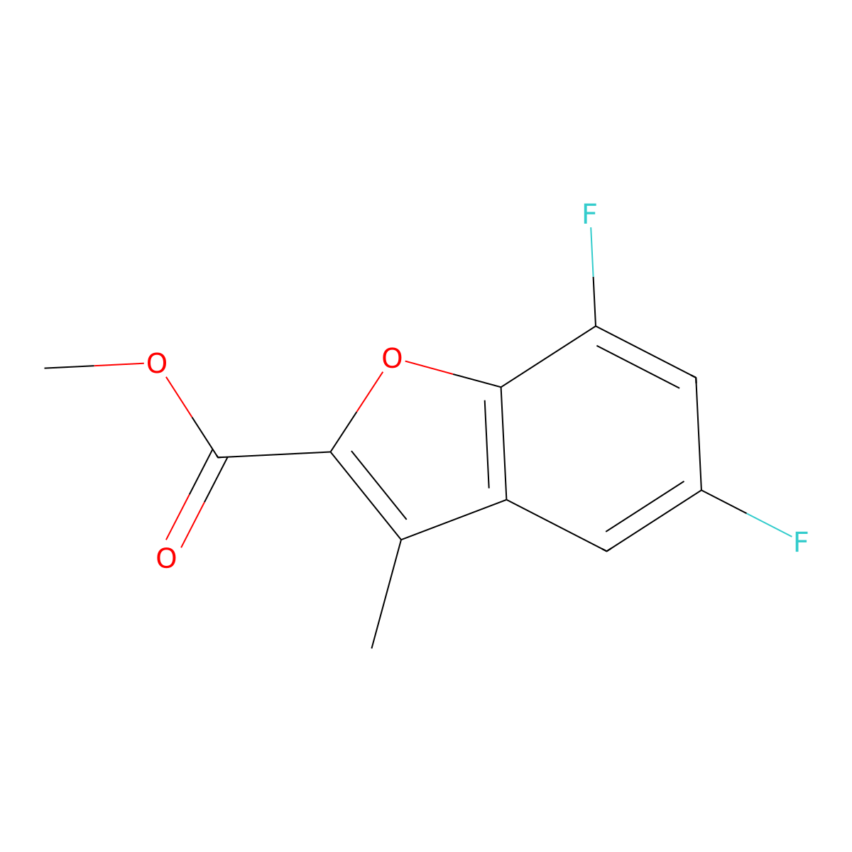Methyl 5,7-difluoro-3-methylbenzofuran-2-carboxylate molecular structure, CAS 1877066-69-7
