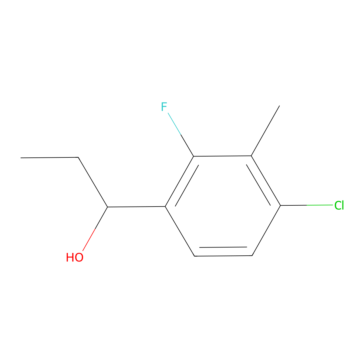 4-Chloro-alpha-ethyl-2-fluoro-3-methylbenZenemethanol molecular structure, CAS 1877136-82-7