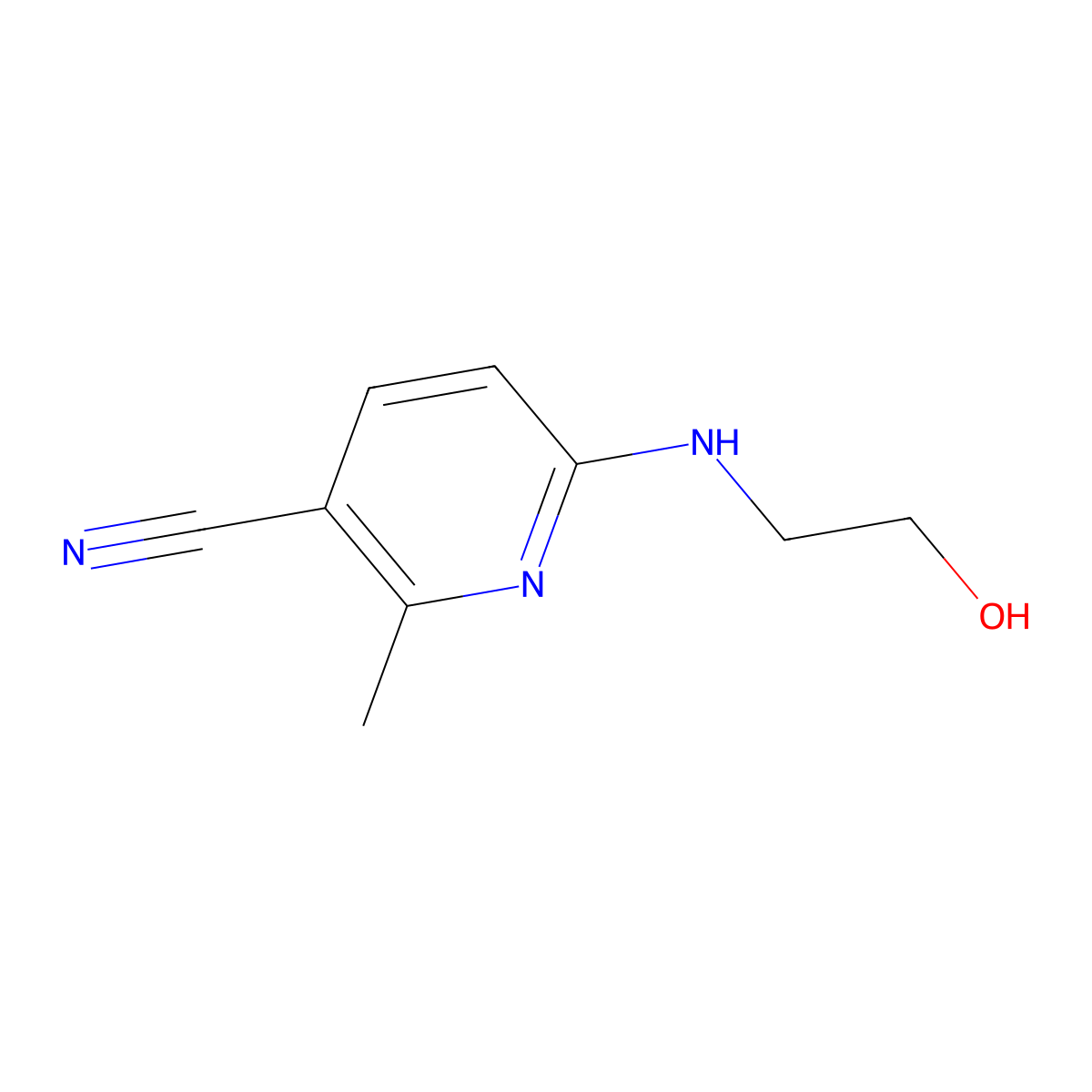 6-((2-Hydroxyethyl)amino)-2-methylnicotinonitrile molecular structure, CAS 1877143-86-6