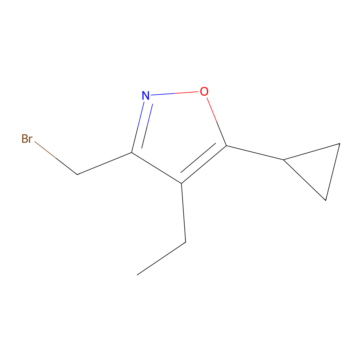 3-(Bromomethyl)-5-cyclopropyl-4-ethyl-1,2-oxazole molecular structure, CAS 1877197-72-2